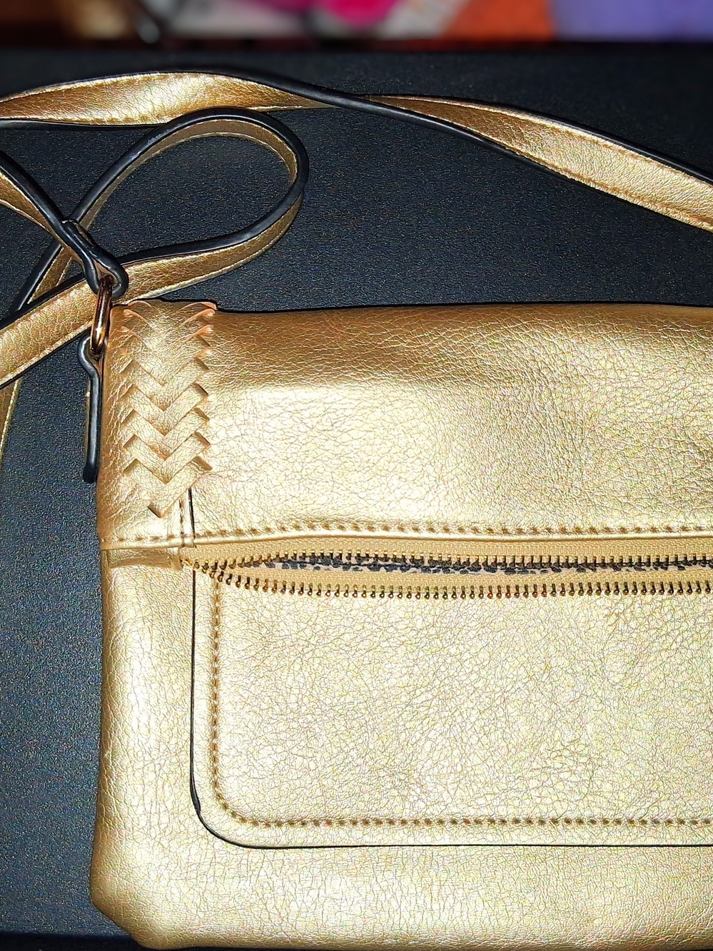 Gold Crossbody Shoulder Bag - Metallic Gold Women's Bag